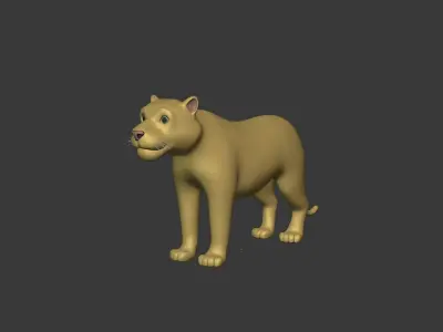 Cartoon Tiger - Leopard - Puma - Lioness Low-poly 3D model