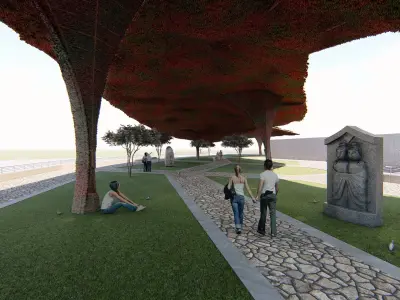 Revit Papyrus Shade Structure Low-poly 3D model