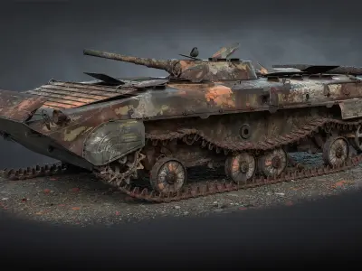 BMP-1 IFV Destroyed Game Ready Low-poly 3D model
