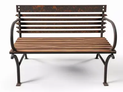 Rusted Iron Garden Bench 3D model
