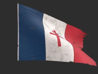 Free France Flag Low-poly 3D model