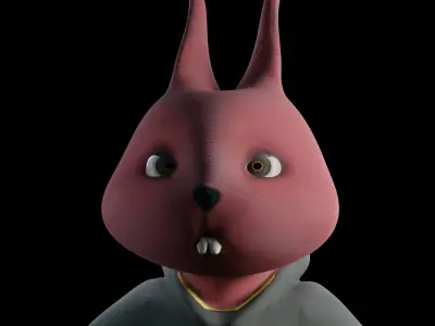 Fat Bunny Low-poly 3D model