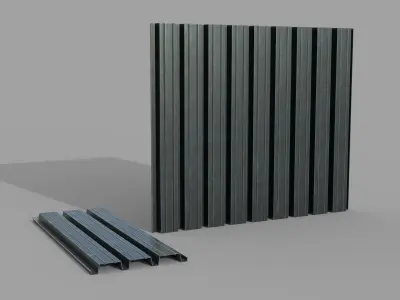 Corrugated galvanized sheets 2 Low-poly 3D model