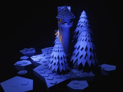 Castle at midnight 3D model