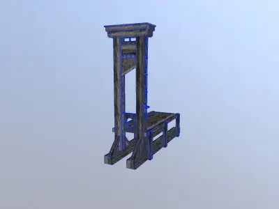 Guillotine wooden structure with metal pole in middle Low-poly 3D model