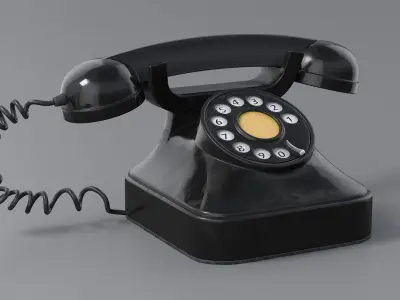 Retro Rotary Telephone PBR 3D model
