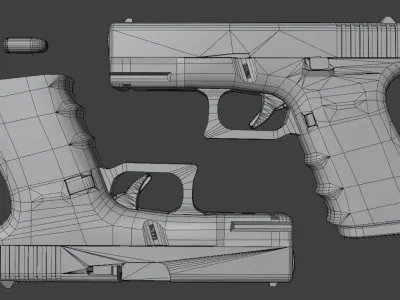 Glock 19 gen 3 Game ready Low-poly 3D model