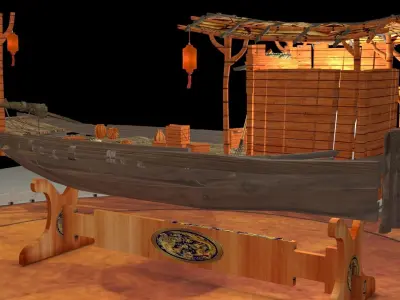 Chinese fishing boat 3D model