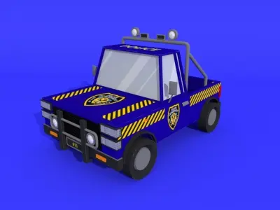 low poly pickup police and fire truck Free low-poly 3D model