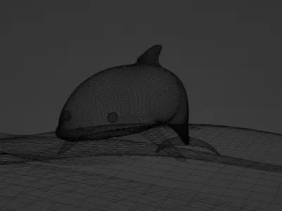 Animated Cartoony Dolphin  Low-poly 3D model
