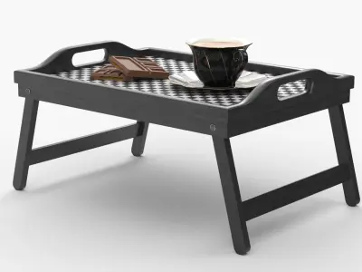 Folding Bed Tray Table with Coffee and Chocolate 3D model