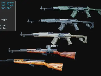 rifle SKS - weapon pack Low-poly 3D model