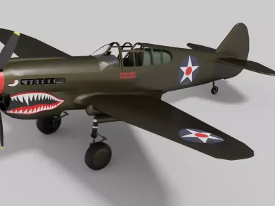 P-40 Warhawk Low-poly 3D model