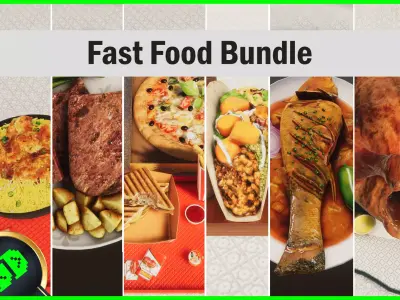 Fast Food Bundle Low-poly 3D model