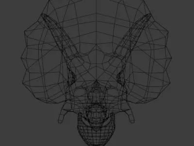 Low Poly mossy Triceratops Skull game ready Free low-poly 3D model