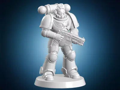 Armored Sci-Fi Infantry Figurine 3D Print Model 3D print model