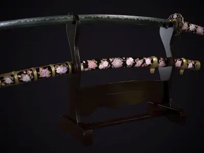 Samurai Sword TACHI Low-poly 3D model