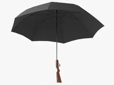 Umbrella gun Low-poly 3D model