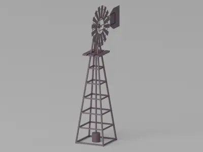 Cartoon Western Windmill Low-poly 3D model
