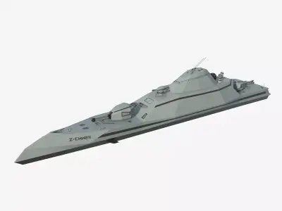 Futuristic Military Stealth Ship Low-poly 3D model