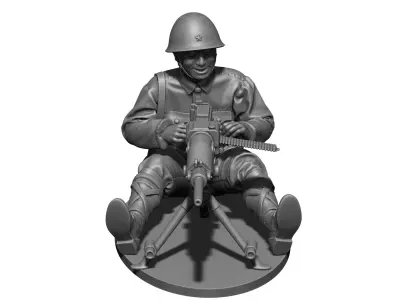 Japan soldier ww2 Type 92 3D print model