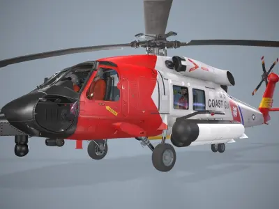  Sikorsky MH-60J Jay Hawk Basic Animation Low-poly 3D model