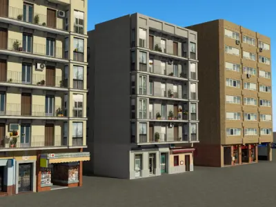 Building Collection 89-92 Low-poly 3D model