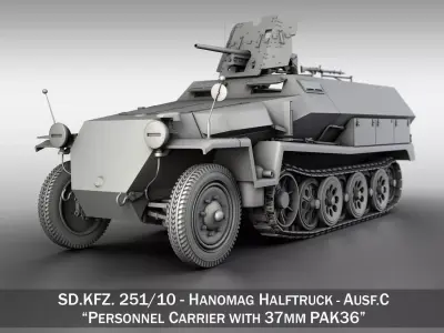 SDKFZ 251 10 - Ausf C - Hanomag Half-track 3D model