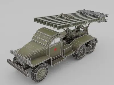 BM 13N Katyusha Multiple Rocket  Artillery Low-poly 3D model