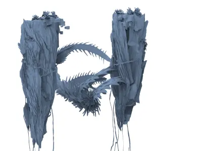 floating Asian mountain claws 3D model