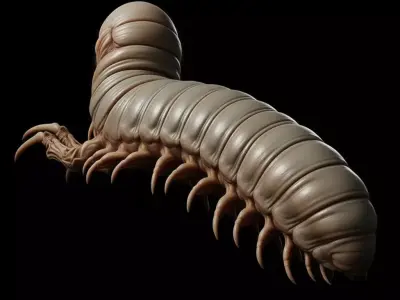 Grotesque Skull-Millipede Hybrid Monster with Claws 3D Render Low-poly 3D model