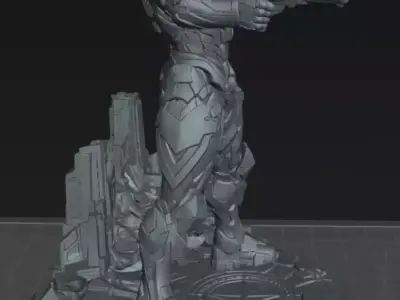 Warrior Crimson Pulse Enforcer Sci-Fi 3D Printable Miniature 3D print model