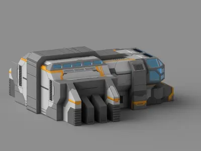 Sci-Fi Military Building - Headquarter HQ Low-poly 3D model