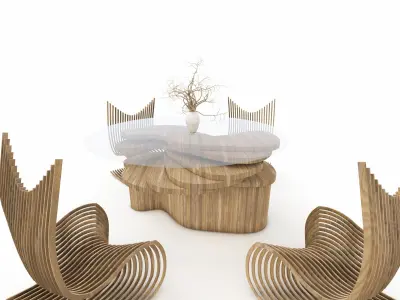 parametric table and 4 chairs Free 3D model