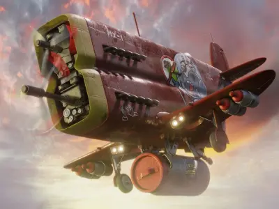 Helicopter with guns and missiles Low-poly 3D model