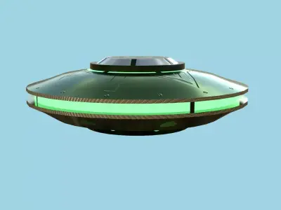 Spaceship UFO A1 - Green - Alien SciFi Vehicle Low-poly 3D model