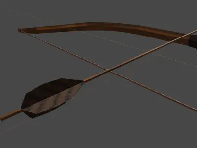 wooden bow and arrow Free low-poly 3D model