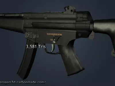 MP5 Game Ready with Textures Low-poly 3D model