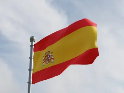 Animated Spain and Catalonia Flags 3D model