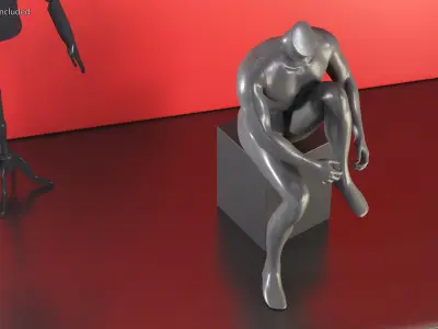 Sitting Sports Mannequin Male Black 3D model