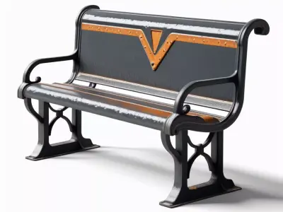 Vintage Cast Iron Park Bench 3D model