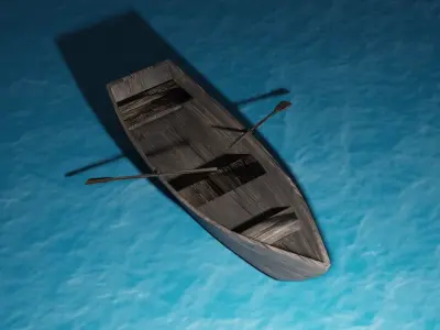 Wooden Boat Low-poly 3D model