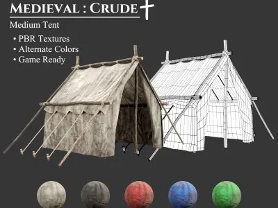 Medieval Crude Camp Tent Medium Low-poly 3D model