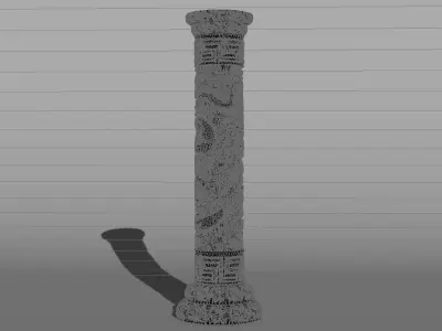 Dragon Pillar Panlong ancient stone pillar stone carving 3D model