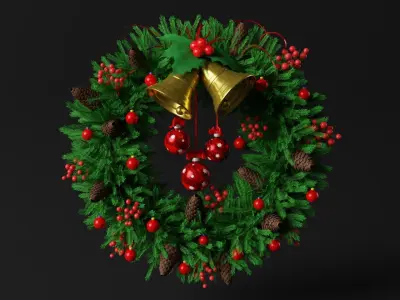 Christmas Wreath With Bells Free 3D model