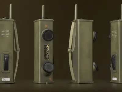 WW2 Army Radio Walkie Talkie Game-ready Textured Low-poly 3D model