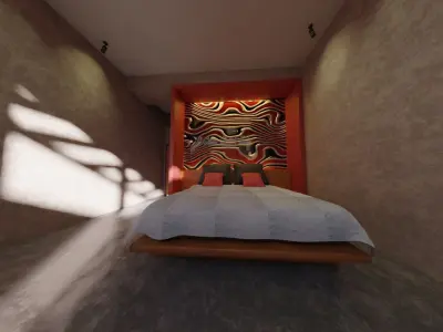 3D model of Bedroom with Private balcony 3D model