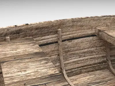 Fishing Wooden Boat 3D model