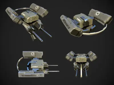 Defensive Drone Low-poly 3D model