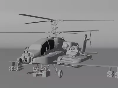 Military Attack Helicopter KA 50 Style Game Ready 3D Model PBR  3D model